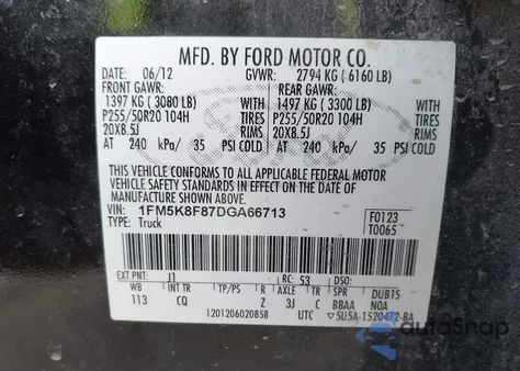 2013 Ford Explorer Limited z USA, uszkodzony, nr VIN 1FM5K8F87DGA66713